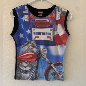 Vintage Harley Davidson born to ride American tank top